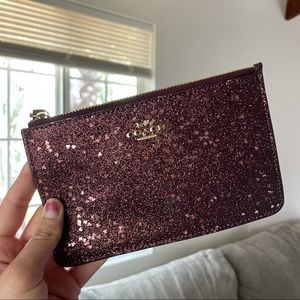 Coach pink sparkly clutch/wallet/wristlet